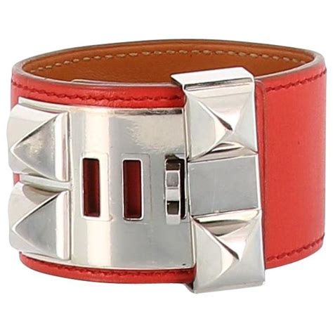 bracelet hermes orange cuir.